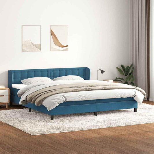 Boxspringbed met matrassen 200x220 cm fluweel donkerblauw