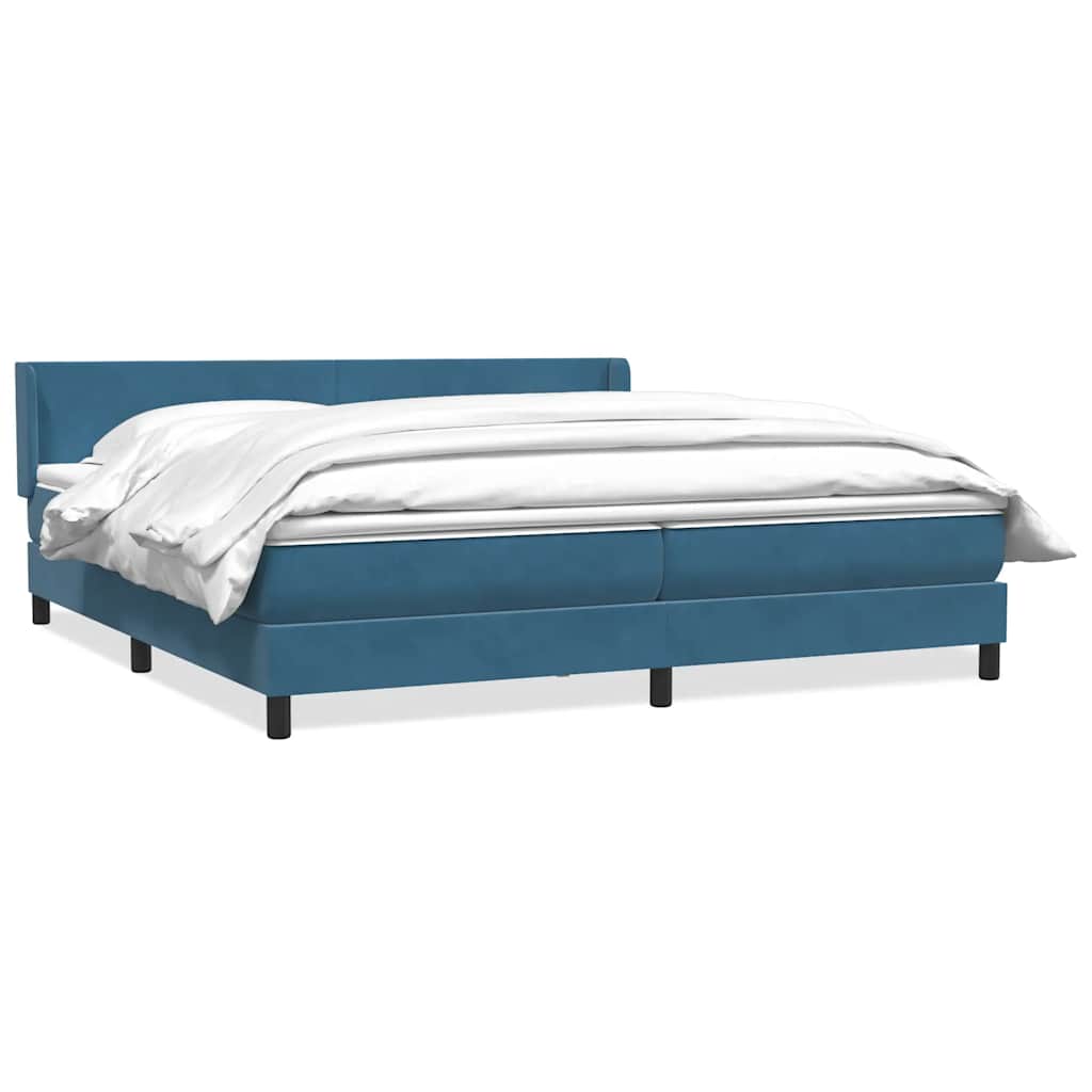 Boxspring met matras fluweel donkerblauw 180x220 cm