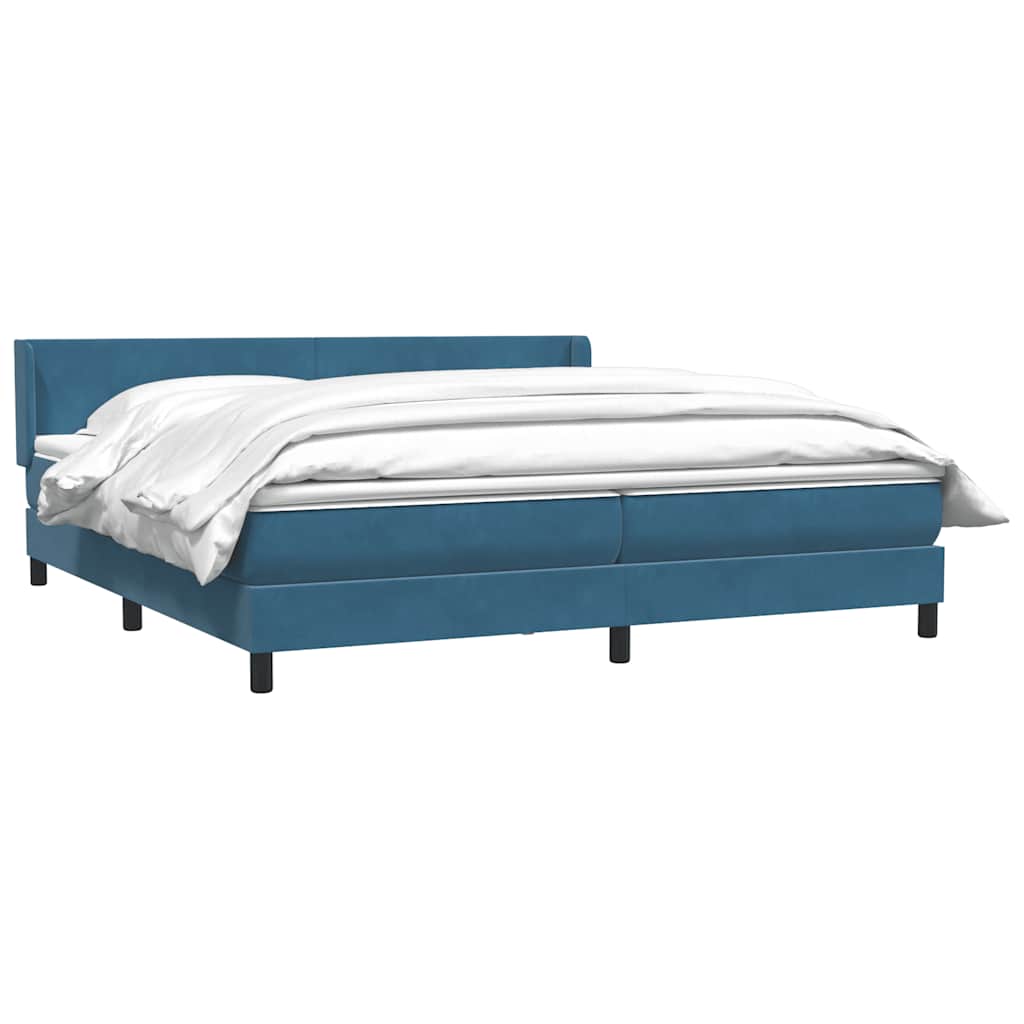 Boxspring met matras fluweel donkerblauw 180x220 cm