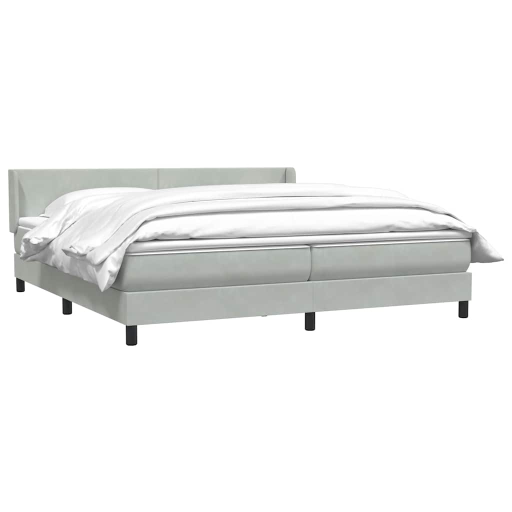 Boxspring met matras fluweel lichtgrijs 200x220 cm