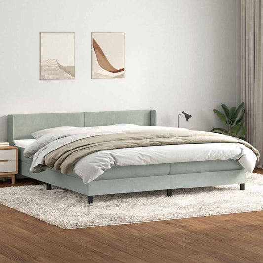 Boxspring met matras fluweel lichtgrijs 200x220 cm