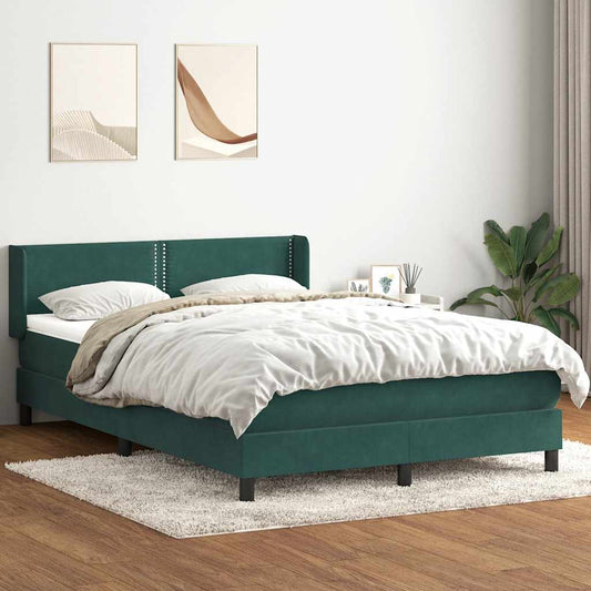 Boxspring met matras fluweel donkergroen 160x220 cm