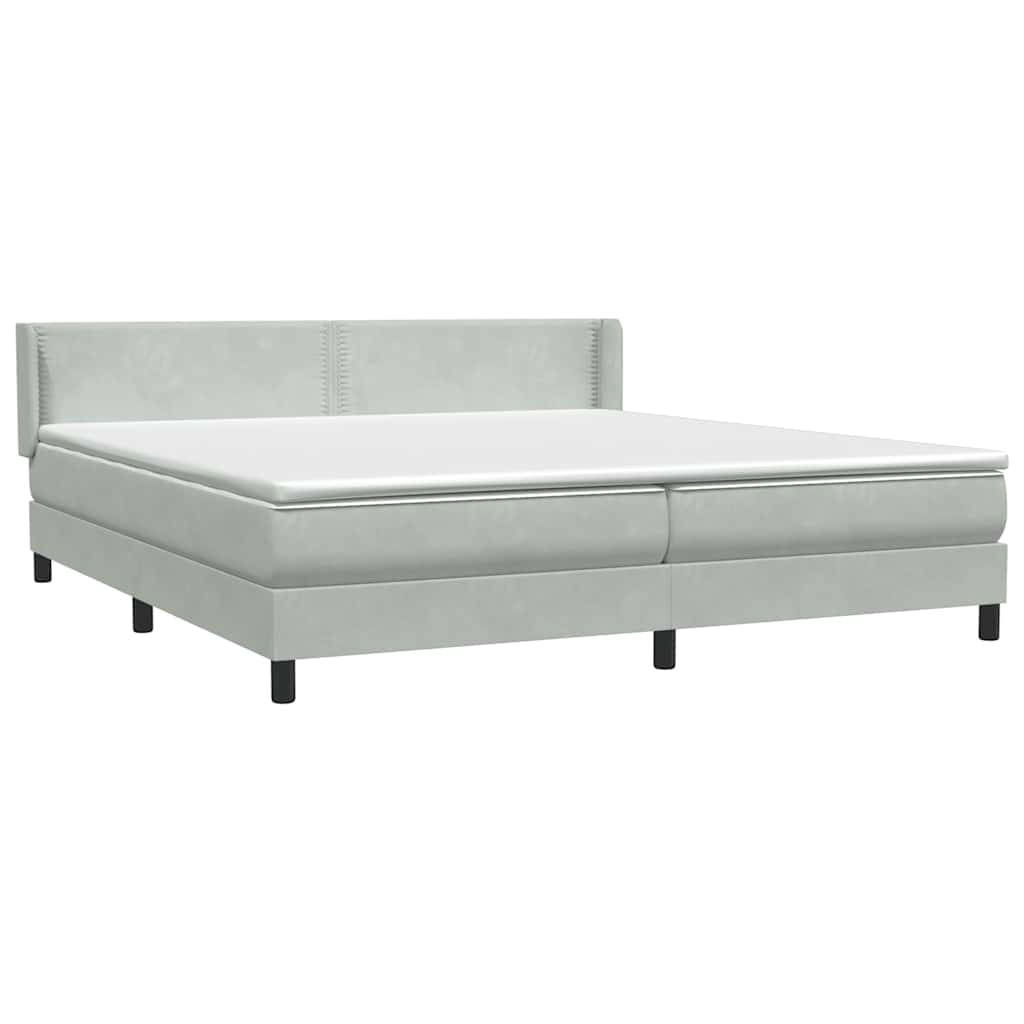 Boxspring met matras fluweel lichtgrijs 180x220 cm