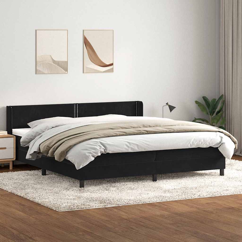 Boxspring met matras fluweel zwart 180x220 cm