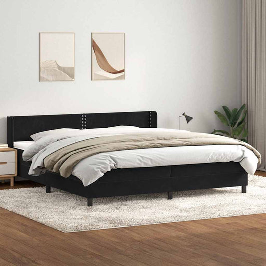 Boxspring met matras fluweel zwart 180x220 cm