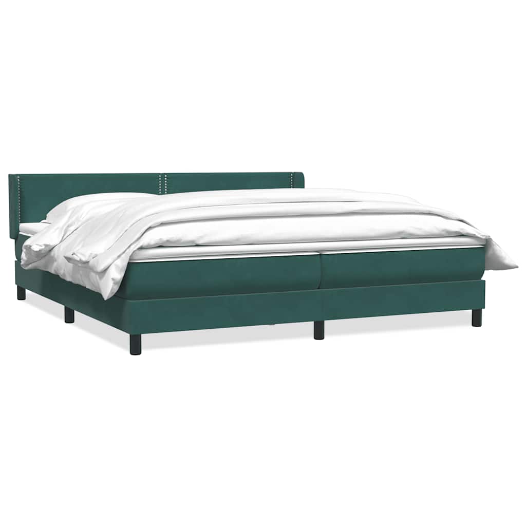 Boxspring met matras fluweel donkergroen 180x220 cm
