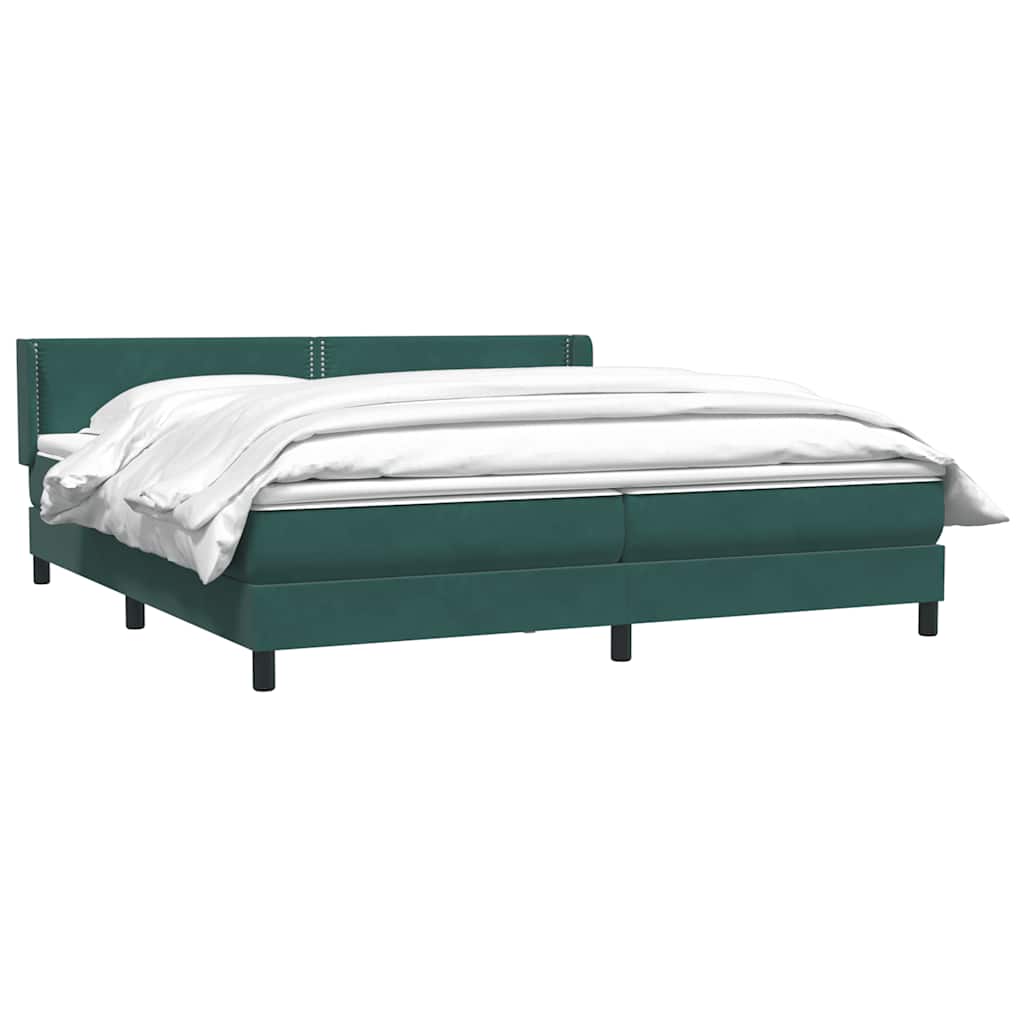 Boxspring met matras fluweel donkergroen 180x220 cm