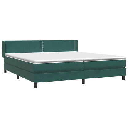 Boxspring met matras fluweel donkergroen 180x220 cm