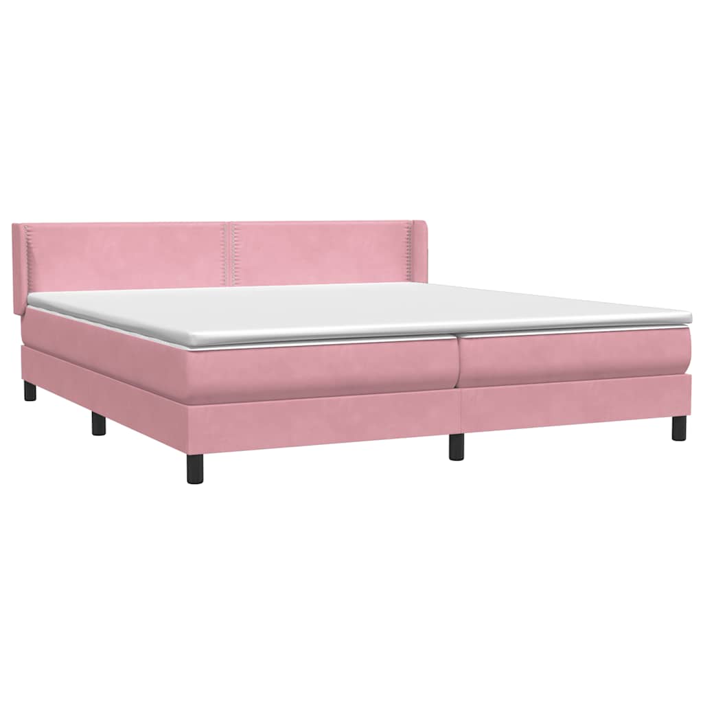 Boxspring met matras fluweel roze 180x220 cm