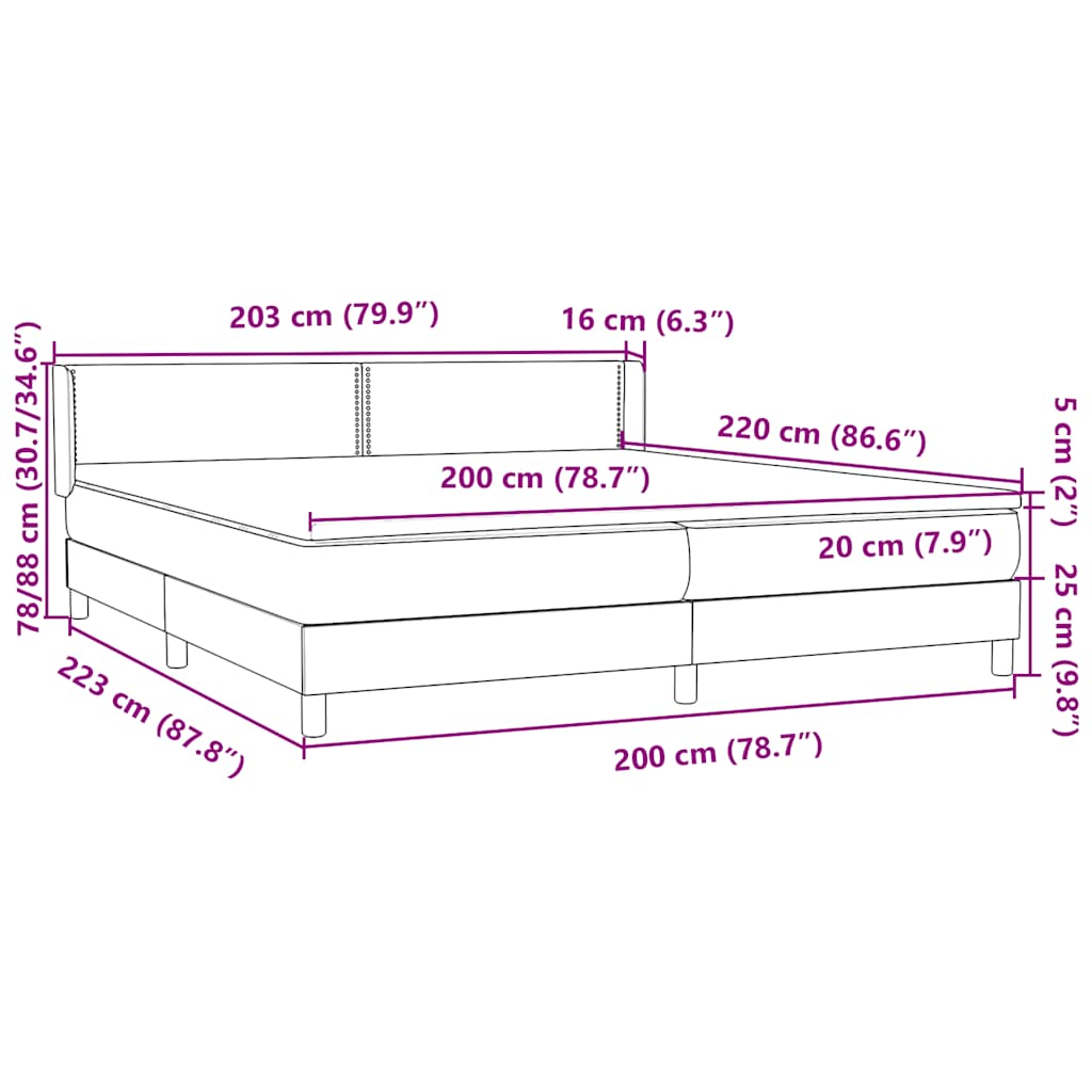 Boxspring met matras fluweel donkergrijs 200x220 cm
