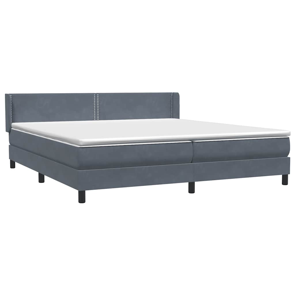 Boxspring met matras fluweel donkergrijs 200x220 cm