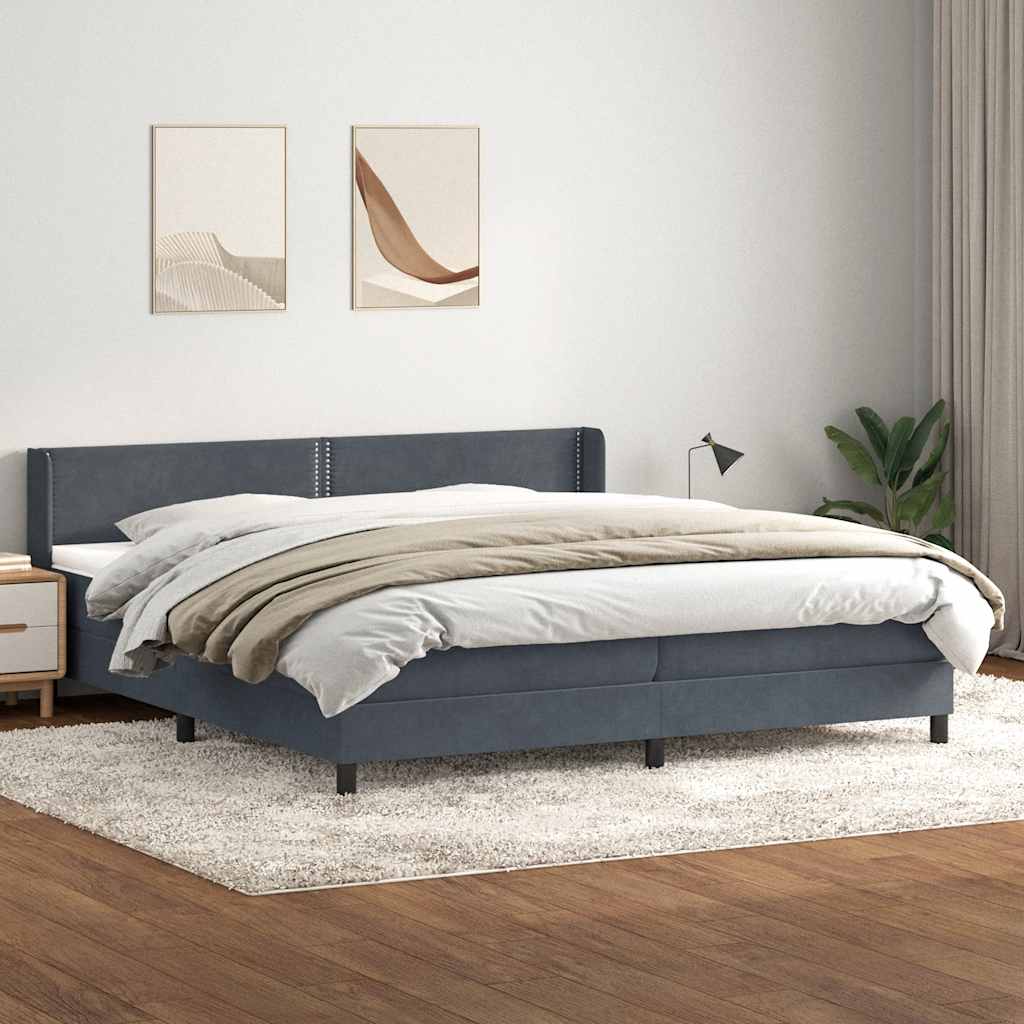 Boxspring met matras fluweel donkergrijs 200x220 cm