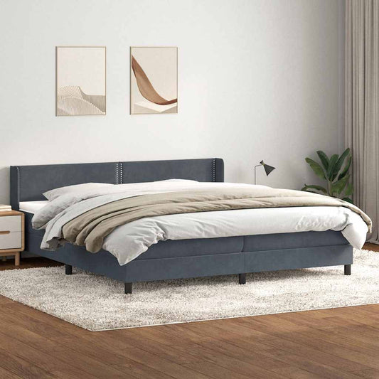 Boxspring met matras fluweel donkergrijs 200x220 cm