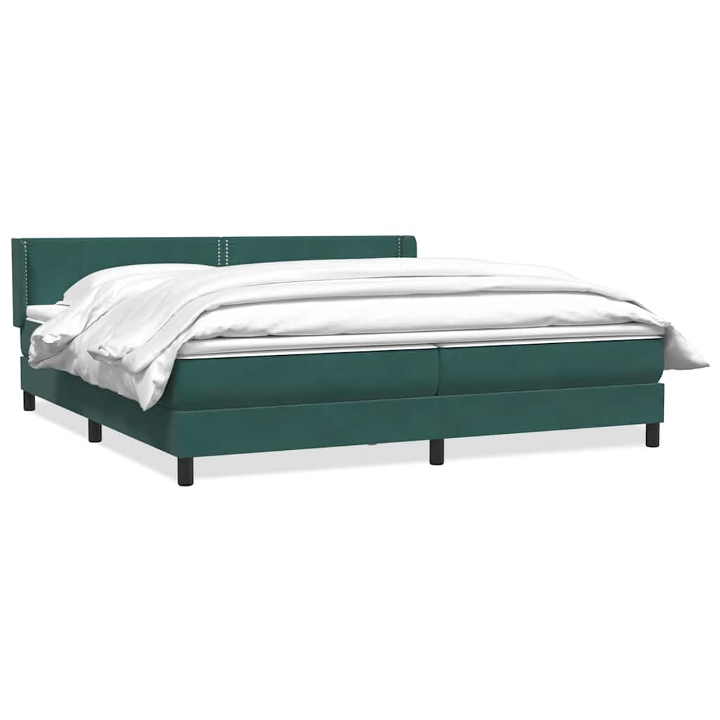Boxspring met matras fluweel donkergroen 200x220 cm