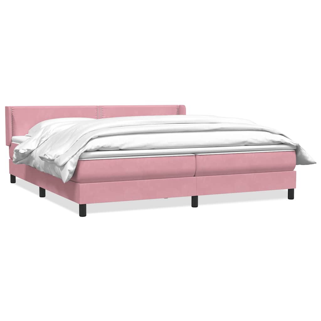 Boxspring met matras fluweel roze 200x220 cm