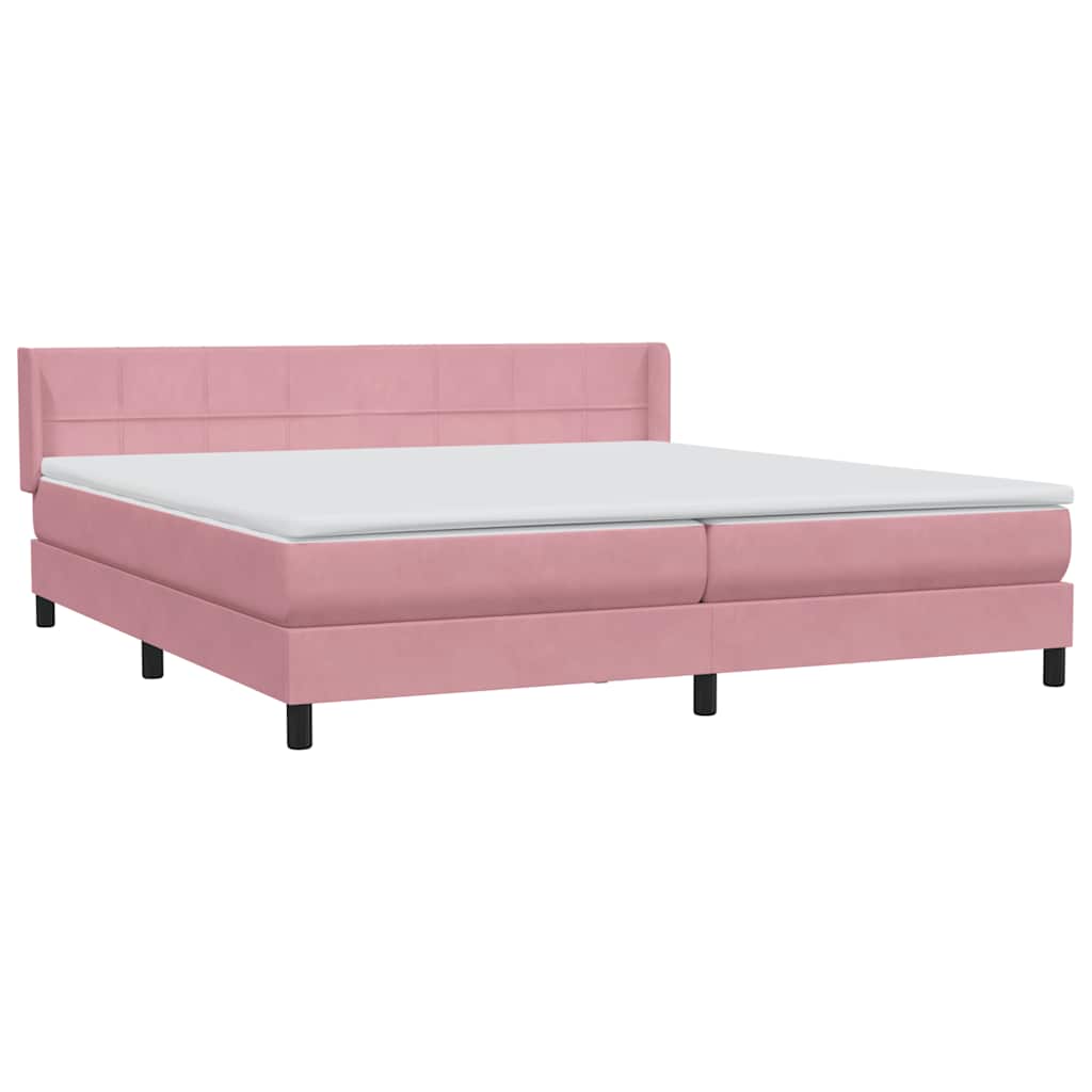 Boxspring met matras fluweel roze 180x210 cm