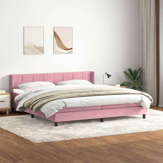 Boxspring met matras fluweel roze 180x210 cm