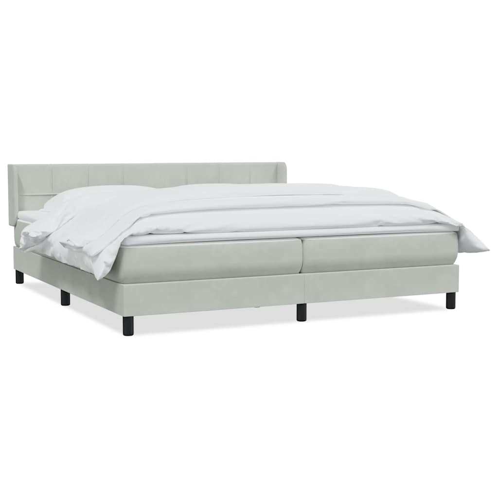 Boxspring met matras fluweel lichtgrijs 180x220 cm
