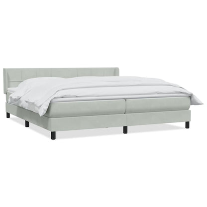 Boxspring met matras fluweel lichtgrijs 180x220 cm