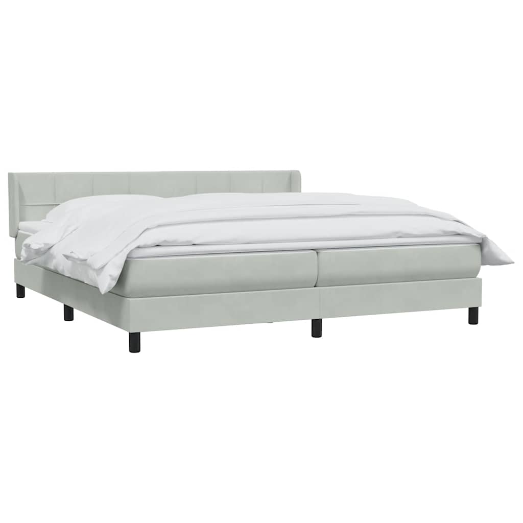 Boxspring met matras fluweel lichtgrijs 180x220 cm