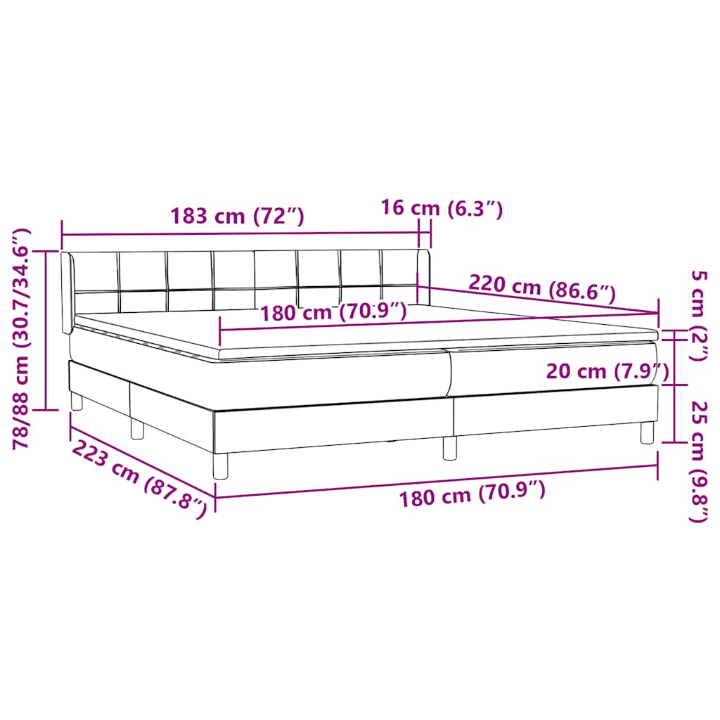 Boxspring met matras fluweel lichtgrijs 180x220 cm