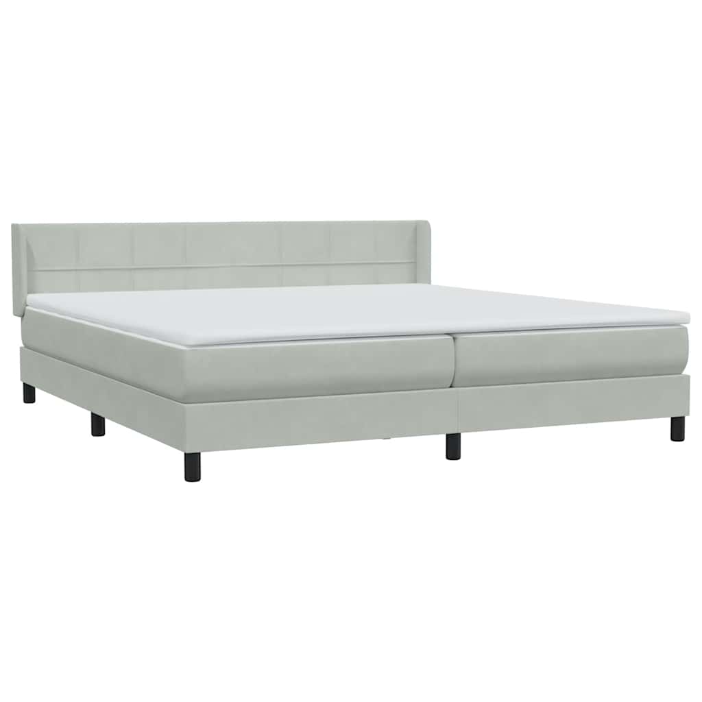 Boxspring met matras fluweel lichtgrijs 180x220 cm