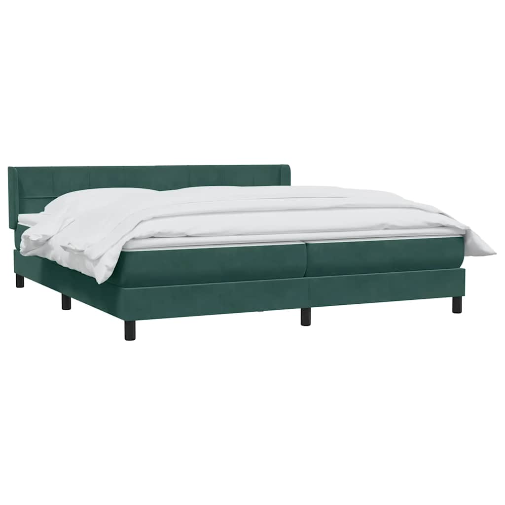 Boxspring met matras fluweel donkergroen 200x220 cm