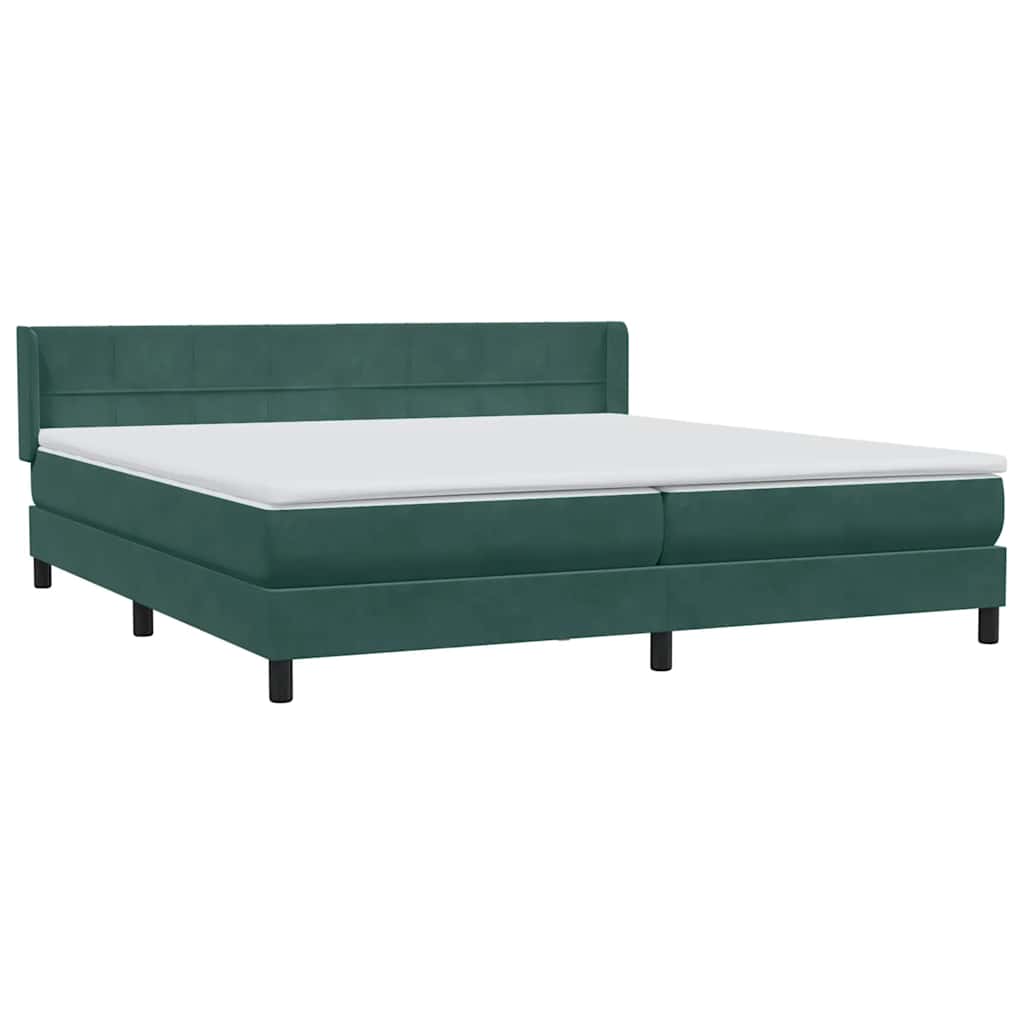 Boxspring met matras fluweel donkergroen 200x220 cm