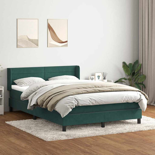Boxspring met matras fluweel donkergroen 160x210 cm