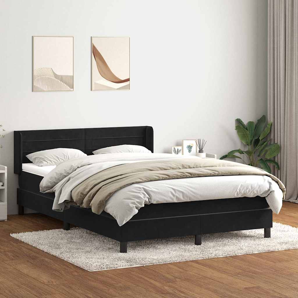 Boxspring met matras fluweel zwart 160x220 cm