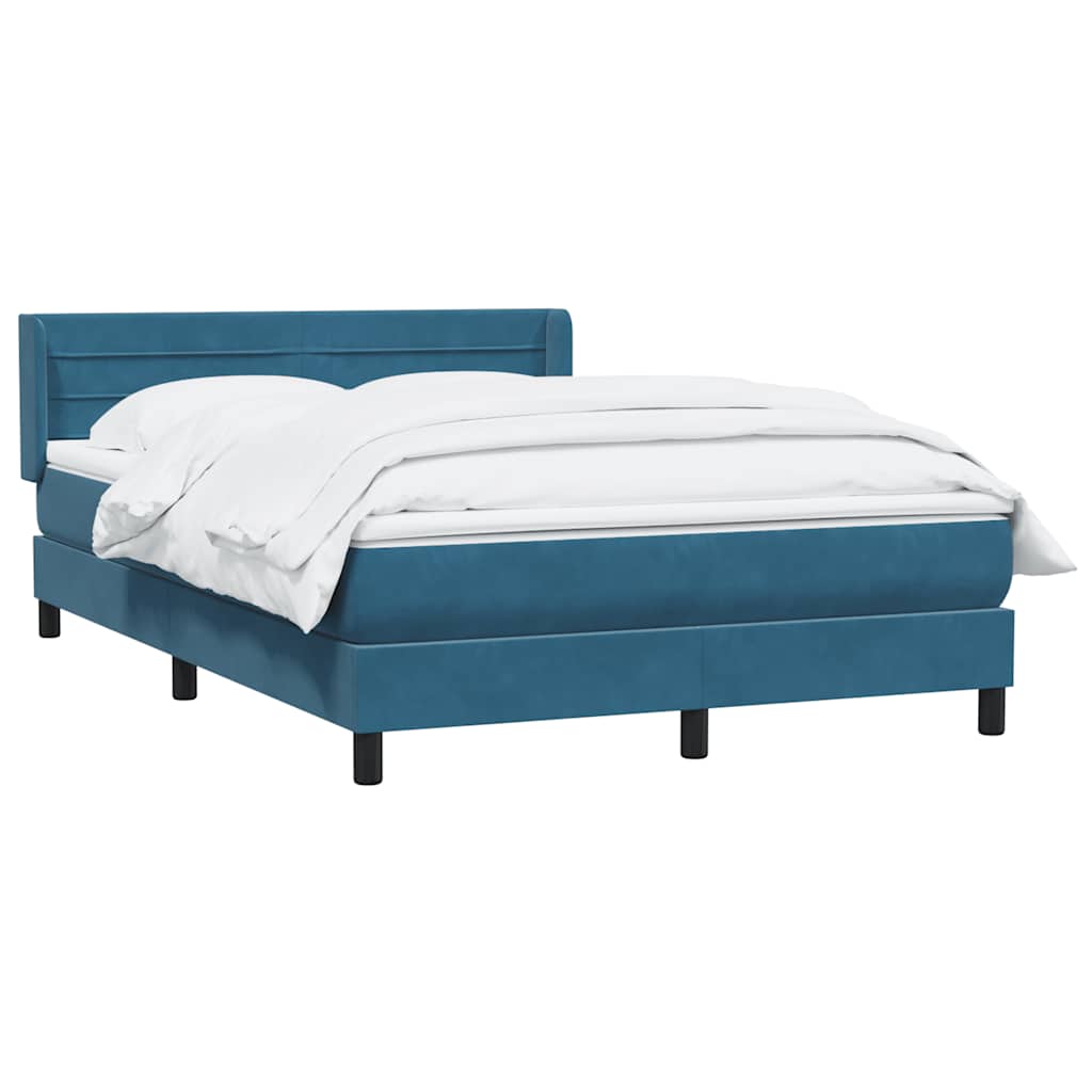 Boxspring met matras fluweel donkerblauw 160x220 cm
