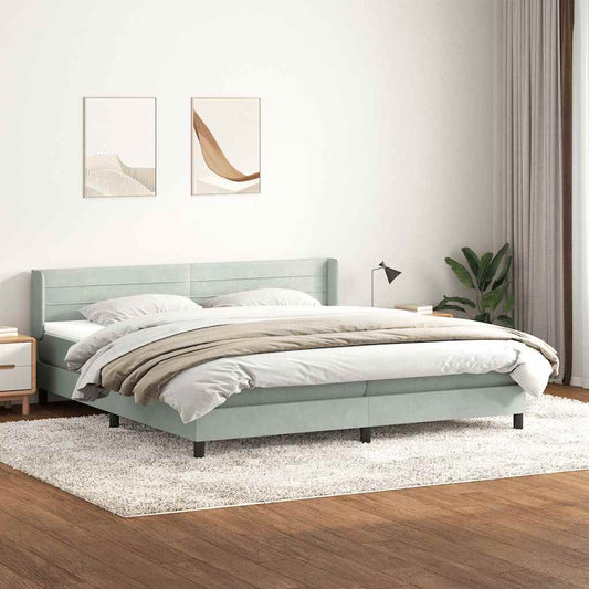 Boxspring met matras fluweel lichtgrijs 180x220 cm