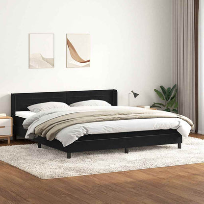 Boxspring met matras fluweel zwart 180x220 cm