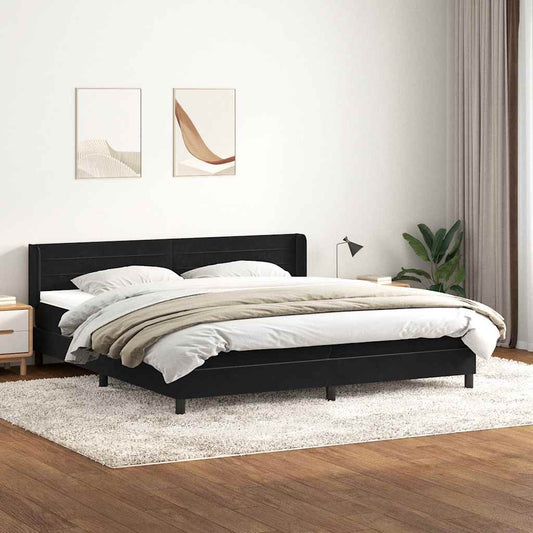 Boxspring met matras fluweel zwart 180x220 cm