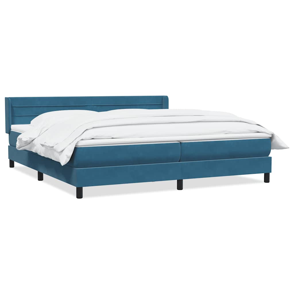 Boxspring met matras fluweel donkerblauw 180x220 cm