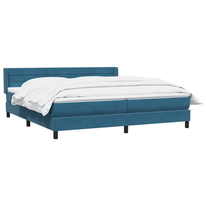 Boxspring met matras fluweel donkerblauw 180x220 cm