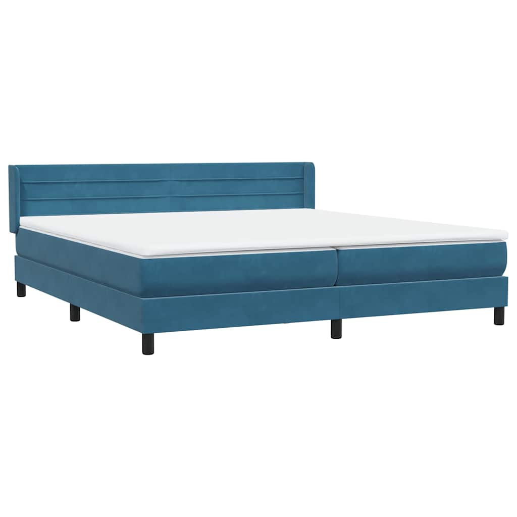 Boxspring met matras fluweel donkerblauw 180x220 cm