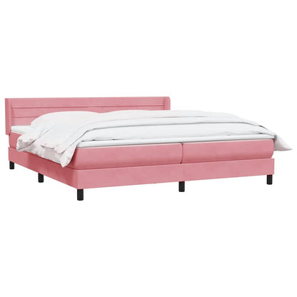 Boxspring met matras fluweel roze 180x220 cm