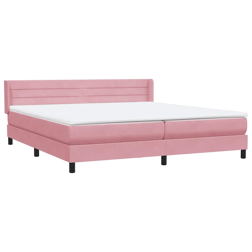 Boxspring met matras fluweel roze 180x220 cm