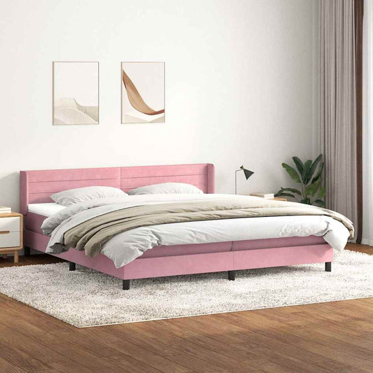 Boxspring met matras fluweel roze 180x220 cm