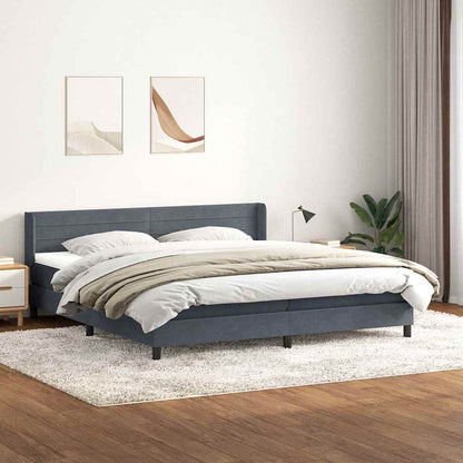 Boxspring met matras fluweel donkergrijs 200x220 cm