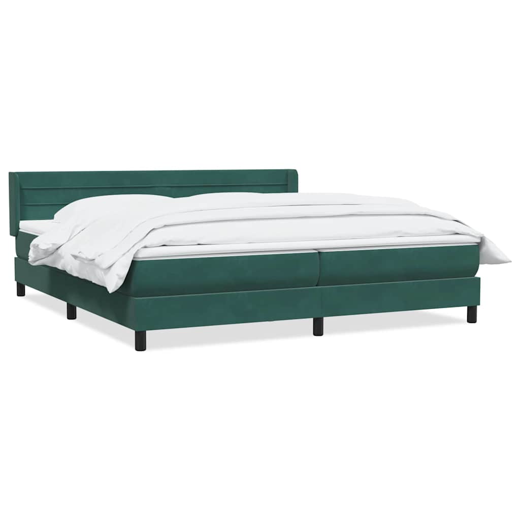 Boxspring met matras fluweel donkergroen 200x220 cm