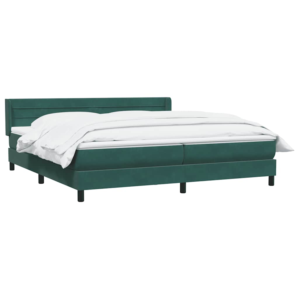 Boxspring met matras fluweel donkergroen 200x220 cm