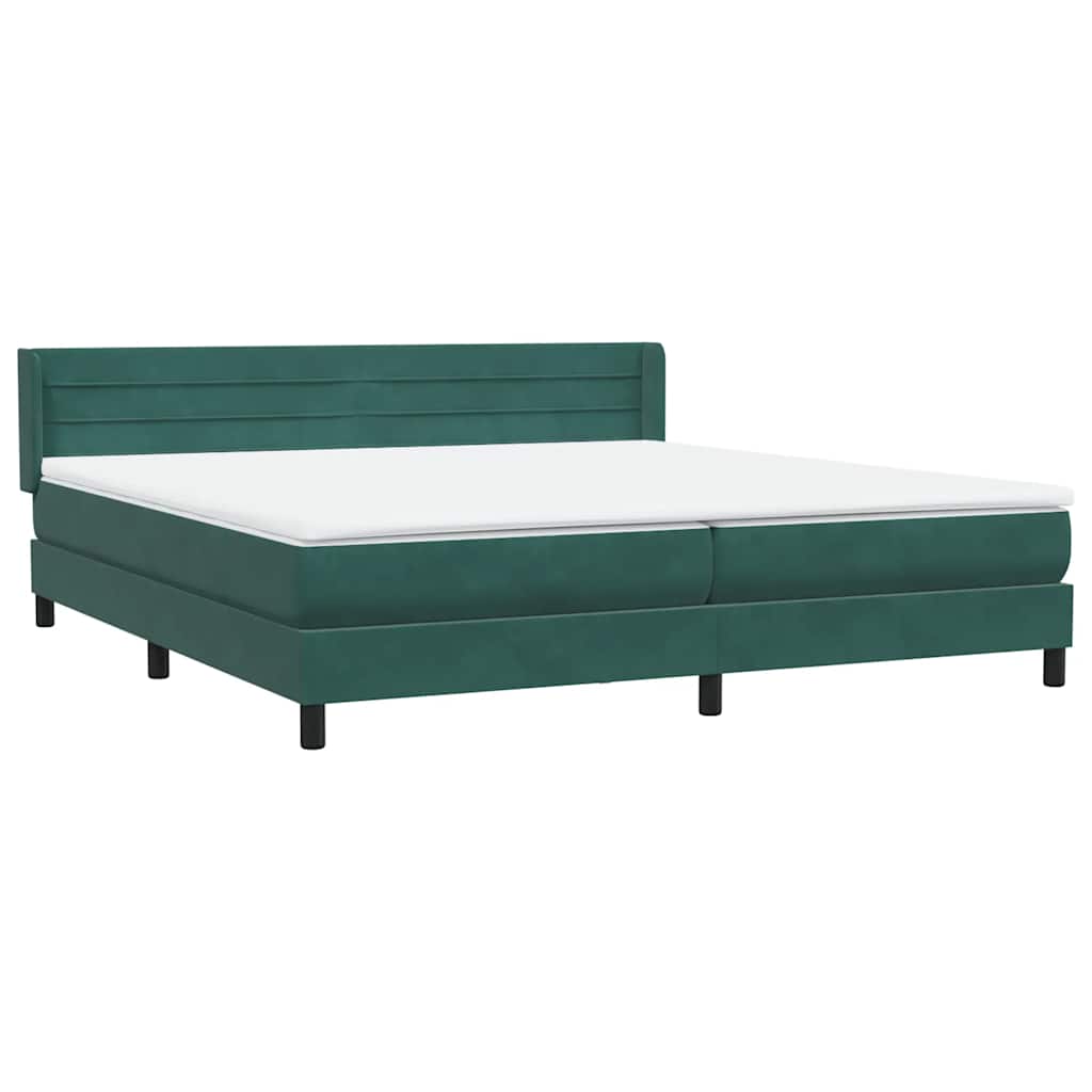 Boxspring met matras fluweel donkergroen 200x220 cm