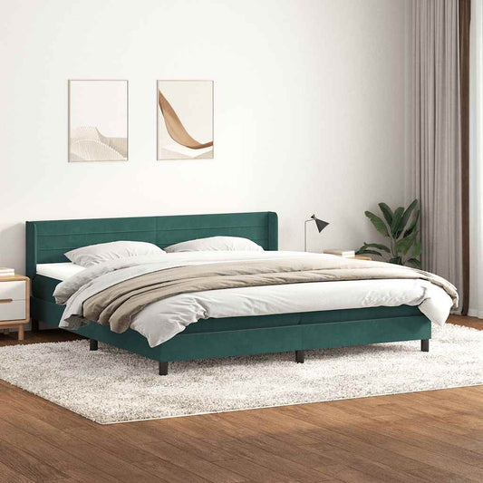 Boxspring met matras fluweel donkergroen 200x220 cm