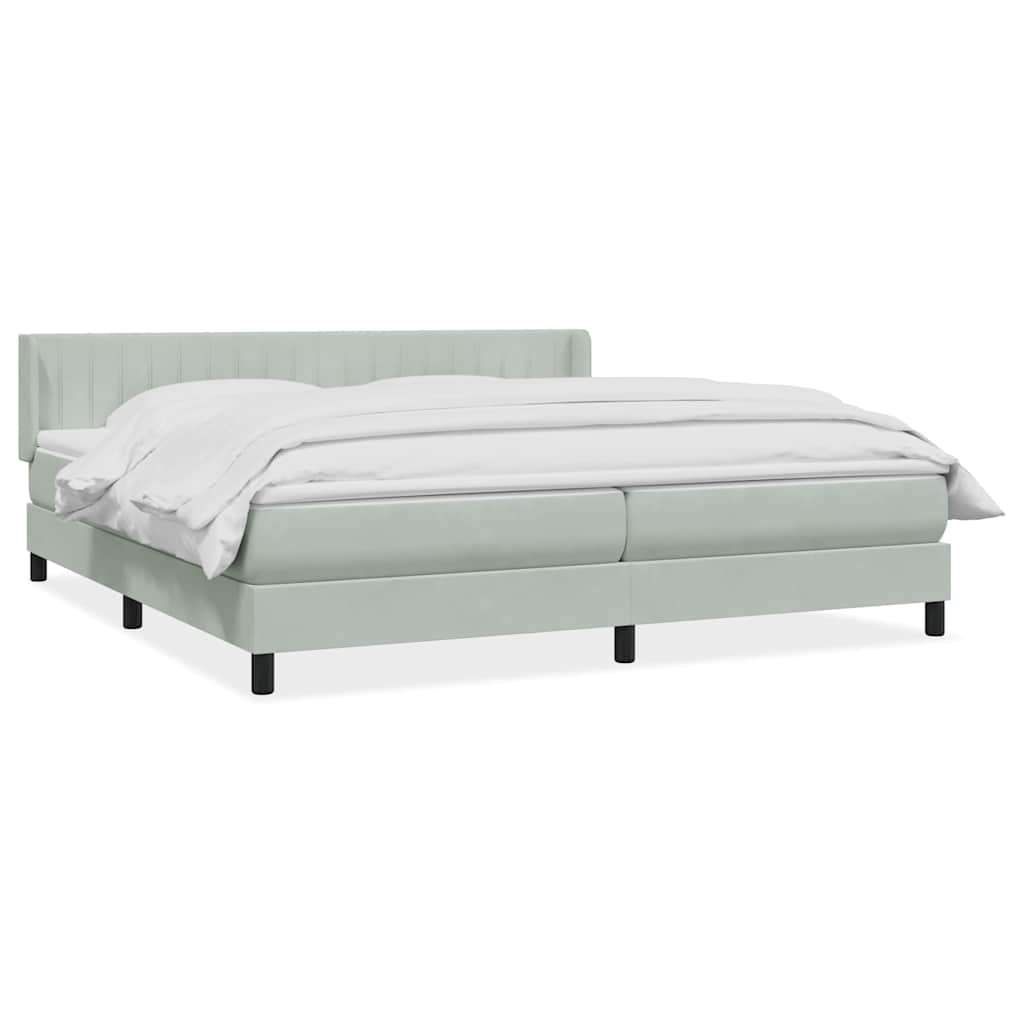 Boxspring met matras fluweel lichtgrijs 200x220 cm