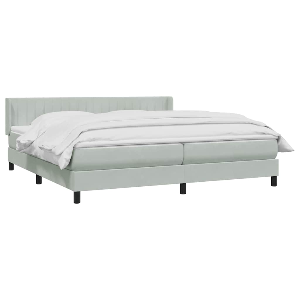 Boxspring met matras fluweel lichtgrijs 200x220 cm