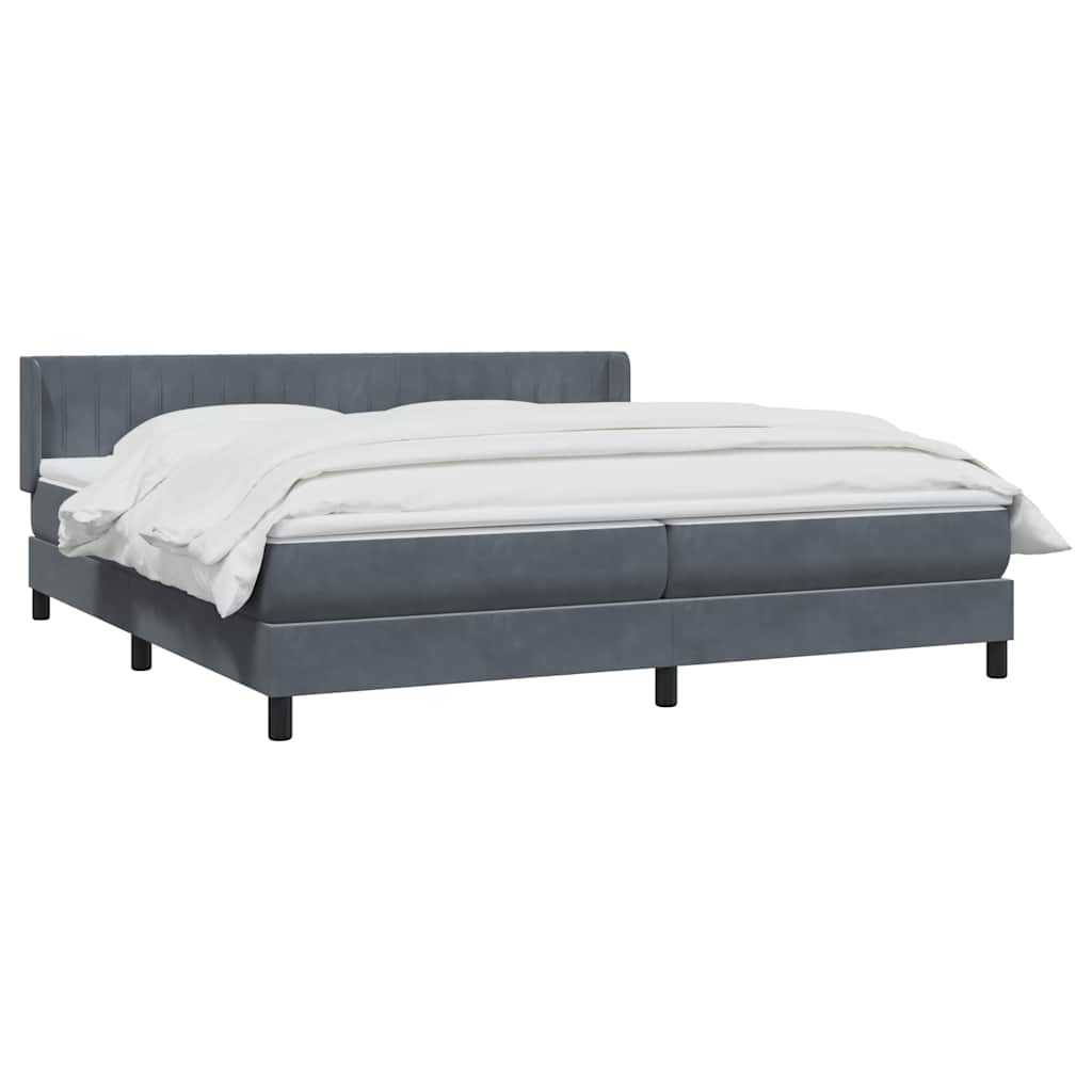 Boxspring met matras fluweel donkergrijs 200x220 cm