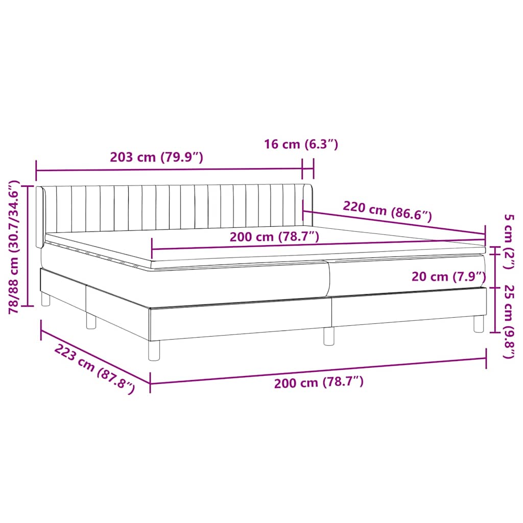 Boxspring met matras fluweel donkergrijs 200x220 cm