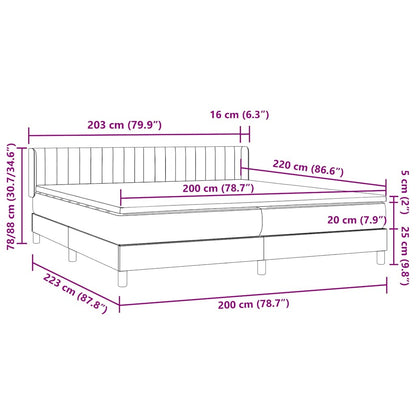 Boxspring met matras fluweel donkergrijs 200x220 cm